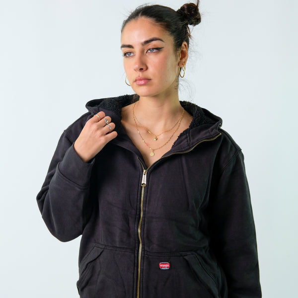 Black y2ks Wrangler Zip Up - fleece lined Hoodie (M)